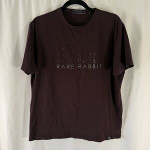 Rare Rabbit Shirt Men's Large Burgundy Short Sleeve Crew Neck Cotton Blend Soft
